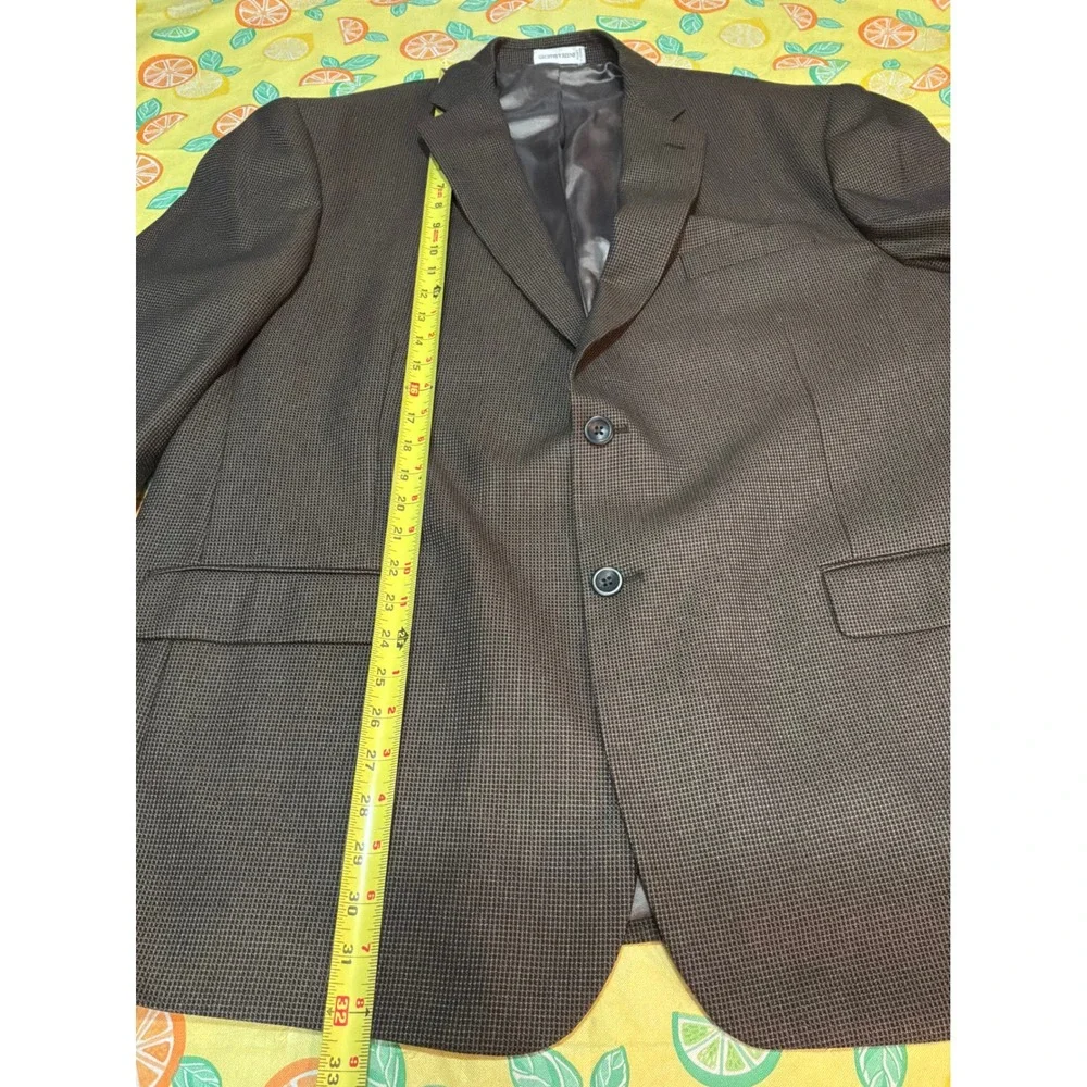 Geoffrey Beene Blazer Mens 48R Brown Micro-Check Two-Button‎ Sport Coat J002